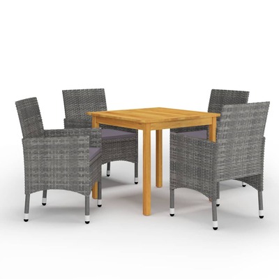 5 Pcs Garden Dining Set Grey