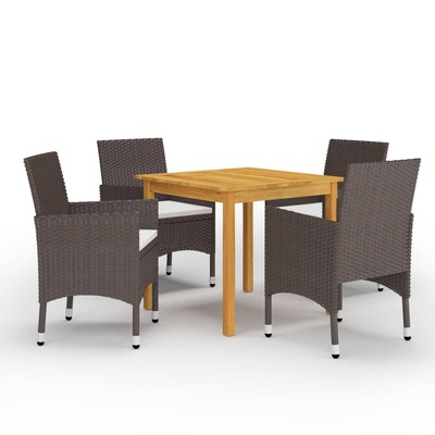 5 Piece Garden Dining Set Brown