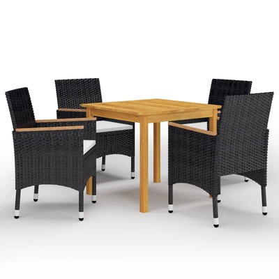 5 Piece Garden Dining Set-Black