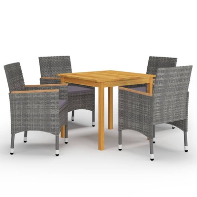 5-Pcs Garden Dining Set Grey