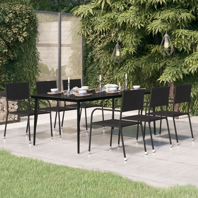 Garden Dining Table Black Steel and Glass