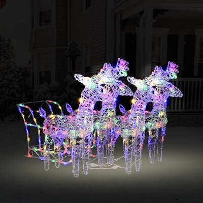 Reindeers & Sleigh Christmas Decoration 240 LEDs Acrylic