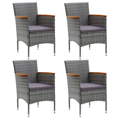 Garden Dining Chairs 4 pcs Poly Rattan Grey