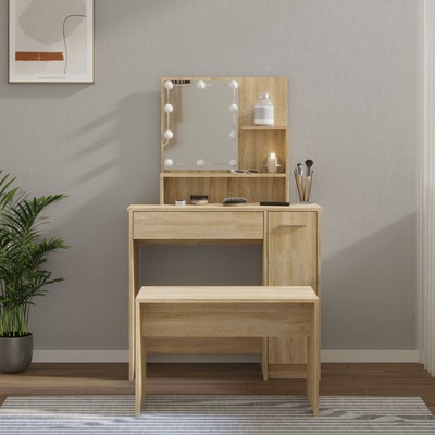 Dressing Table Set with LED - Oak