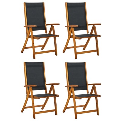 Folding Garden Chairs 4 pcs Solid Wood Acacia and Tetilene