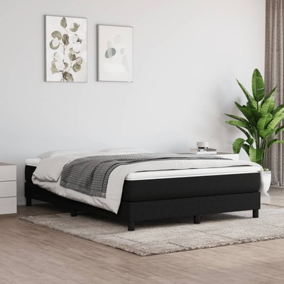 Box Spring Bed with Mattress Black Double Size Fabric