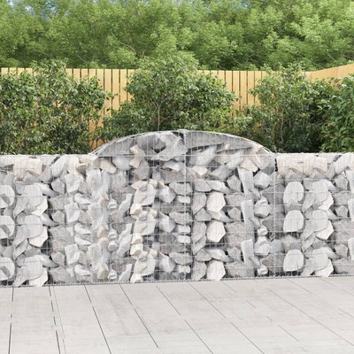 Elegance in Geometry: Set of 2 Galvanized Iron Arched Gabion Baskets