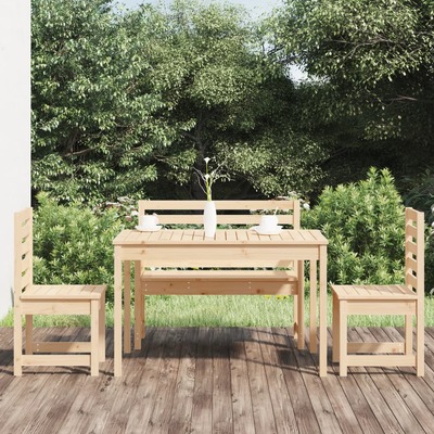 Elegant 4-Piece Pine Wood Garden Dining Set