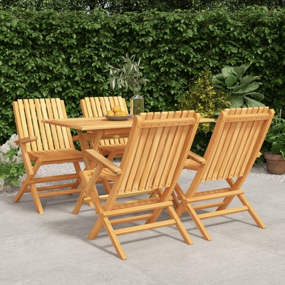 Sunset Soiree: 5-Piece Solid Teak Wood Garden Dining Set