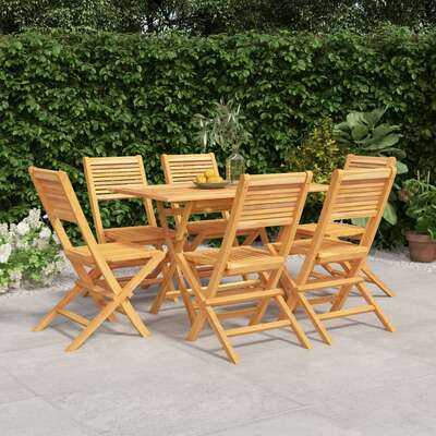 Tropical Teak Ensemble: 7-Piece Garden Dining Set