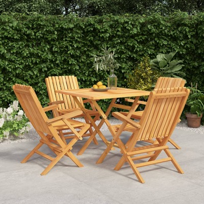 Garden Glimmer: 5-Piece Solid Teak Dining Set