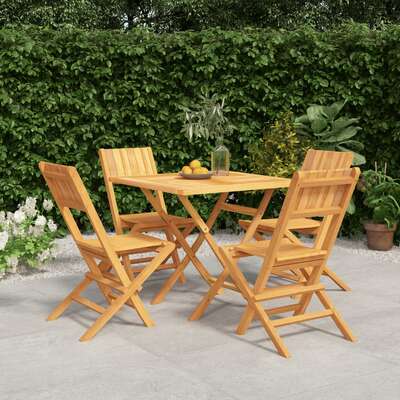 Teakwood Tapestry: 5-Piece Garden Dining Delight