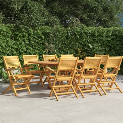 8-Piece Premium Teak Folding Garden Chair Set