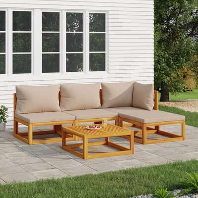 Oasis Elegance: 5-Piece Solid Wood Garden Lounge Set