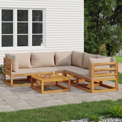 Taupe Tidings Lounge Luxe: 6-Piece Solid Wood Garden Set