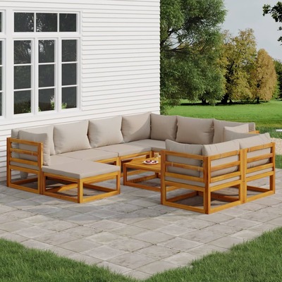 Decadent Grey Decade: 10-Piece Solid Wood Garden Lounge with Light Cushions