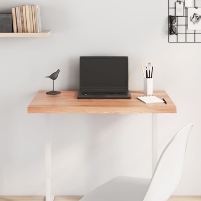 Natural Oak Radiance: Light Brown Treated Solid Wood Table Top