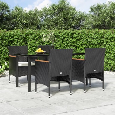 Contemporary Garden Dining Harmony: 5-Piece Set in Grey and Black with Cushions