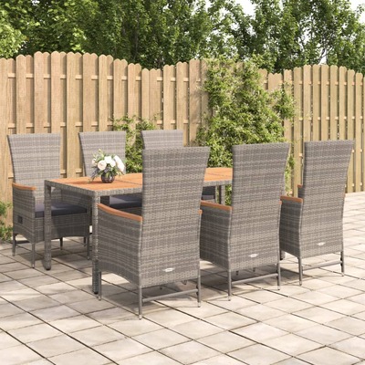 Elegant 7-Piece Garden Dining Set: Stylish Grey Poly Rattan with Cushions