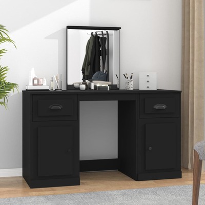 Classic Black Vanity: A Stylish Dressing Table with Mirror