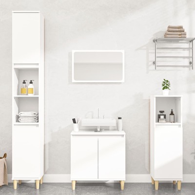 Contemporary White Bathroom Trio: Engineered Wood 3-Piece Furniture