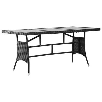 Elegant Black Poly Rattan Garden Table  Durable and Chic Outdoor Furniture