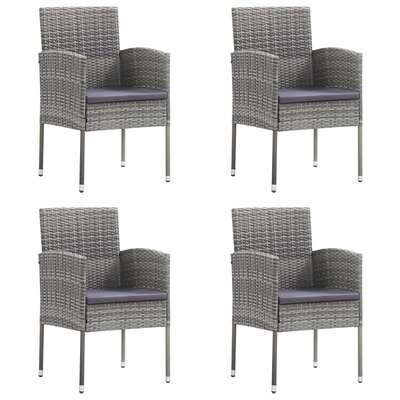 Elegant Garden Chairs: 4-Piece Set with Dark Grey Cushions For Outdoor