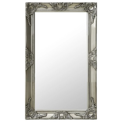 Wall Mirror Baroque Style 50x80 cm Silver