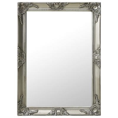 Wall Mirror Baroque Style 60x80 cm Silver