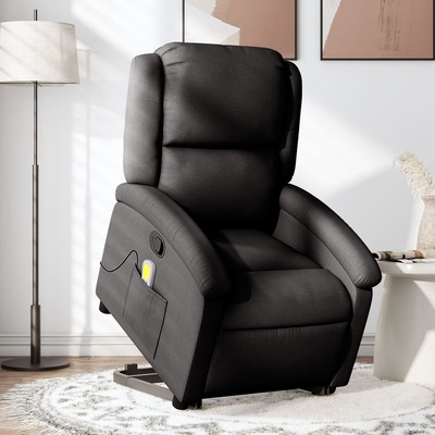 Massage Recliner Chair Black Fabric