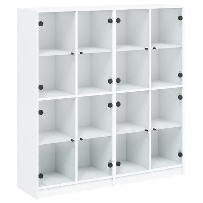 Contemporary White Engineered Wood Bookcase with Doors-Comfort and Style