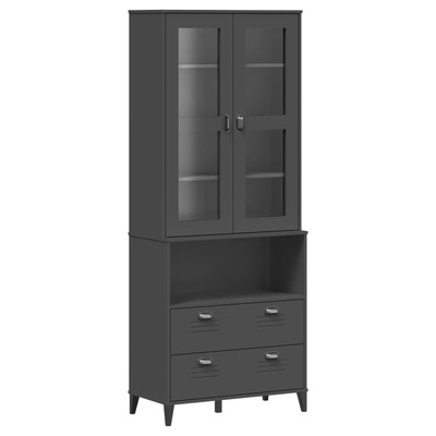 Highboard Sideboard Storage Cabinet Anthracite Grey Solid Wood Pine