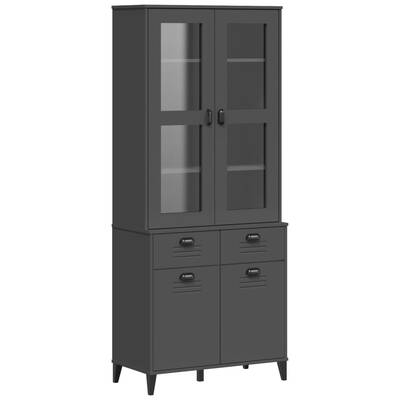 Stylish and Durable Highboard in Anthracite Grey: A Solid Wood Pine