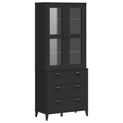 Highboard Sideboard Storage Cabinet Anthracite Black Solid Wood Pine