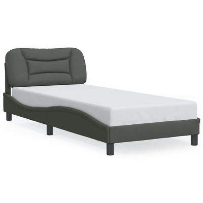 Bed Frame with Headboard Dark Grey Fabric Single