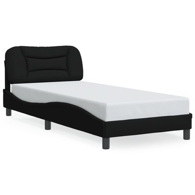 Bed Frame with Headboard Black Fabric Single