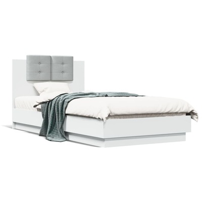 Bed Frame with Headboard White Engineered Wood-Single Size