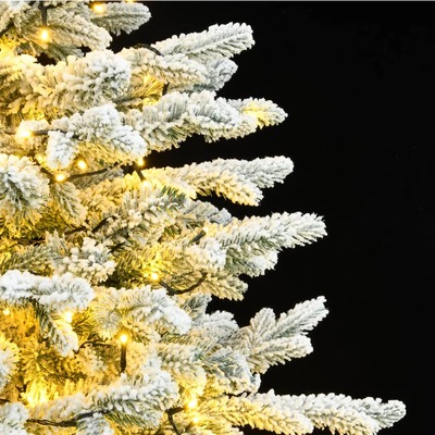 Artificial Hinged Christmas Tree with 150 LEDs and Flocked Snow 120 cm