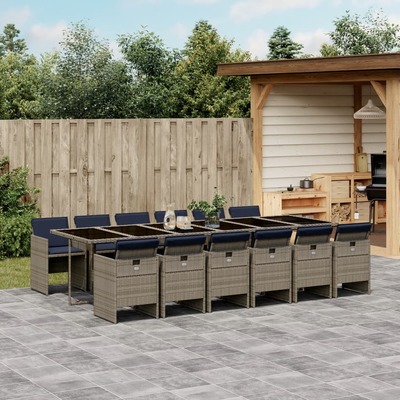 13 Piece Garden Dining Set with Cushions Grey