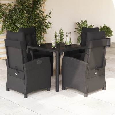 5 Piece Garden Dining Set with Cushions Poly Rattan