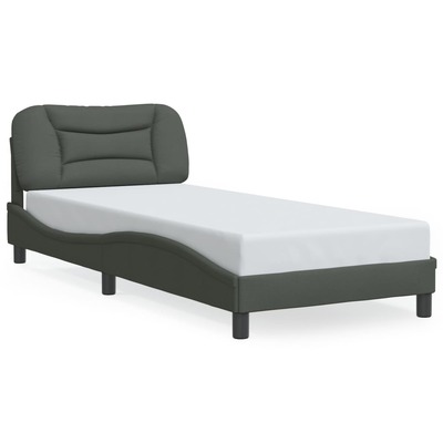 Bed Frame with LED Lights Dark Grey Fabric Single Size