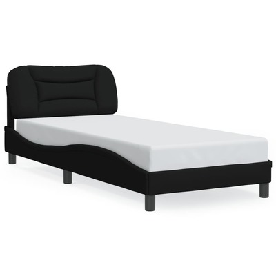 Bed Frame with LED Lights Black Fabric Single Size