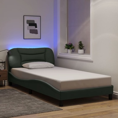 Bed Frame with LED Light Dark Grey King Single