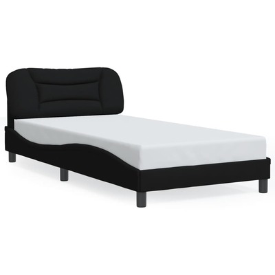 Bed Frame with LED Light Black-Fabric King Single