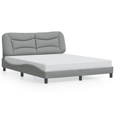 Bed Frame with LED Light Dark Grey Fabric Queen