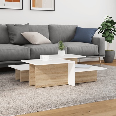 Coffee Tables 2 pcs Sonoma Oak & White Engineered Wood