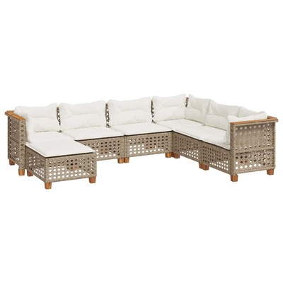 Stylish Beige Poly Rattan 7 Piece Garden Sofa Set with Cushions for Comfortable Outdoor