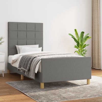 Bed Frame with Headboard Dark Grey King Single