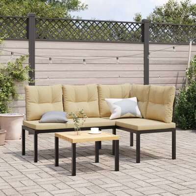 Stylish & Sturdy: 3-Piece Garden Bench Set with Cushions For Outdoor