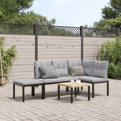 Stylish and Durable 4-Piece Garden Bench Set with Cushions  Perfect for Oudoor